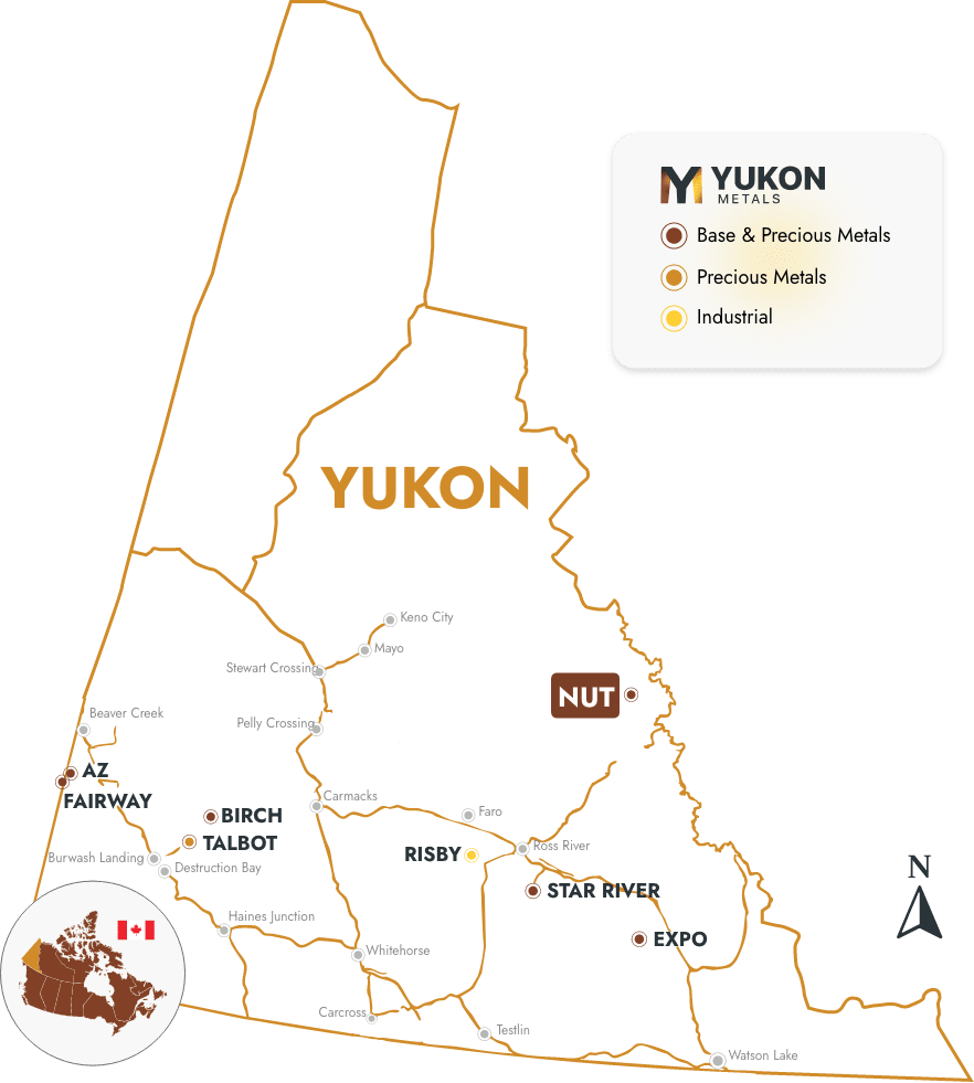 Map of Yukon highlighting the Nut project